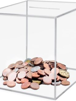 18 × 18cm Acrylic Piggy Bank Break to Open Square Money Box for Adults Acrylic Smash Money Saving Box 7"× 7"× 7", Transparent