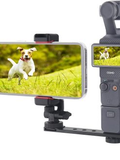 Adjustable Phone Holder Mount Compatible with DJI Osmo Pocket 3, Expansion Bracket Adapter with 1/4" Thread, Horizontal & Vertical Rotation