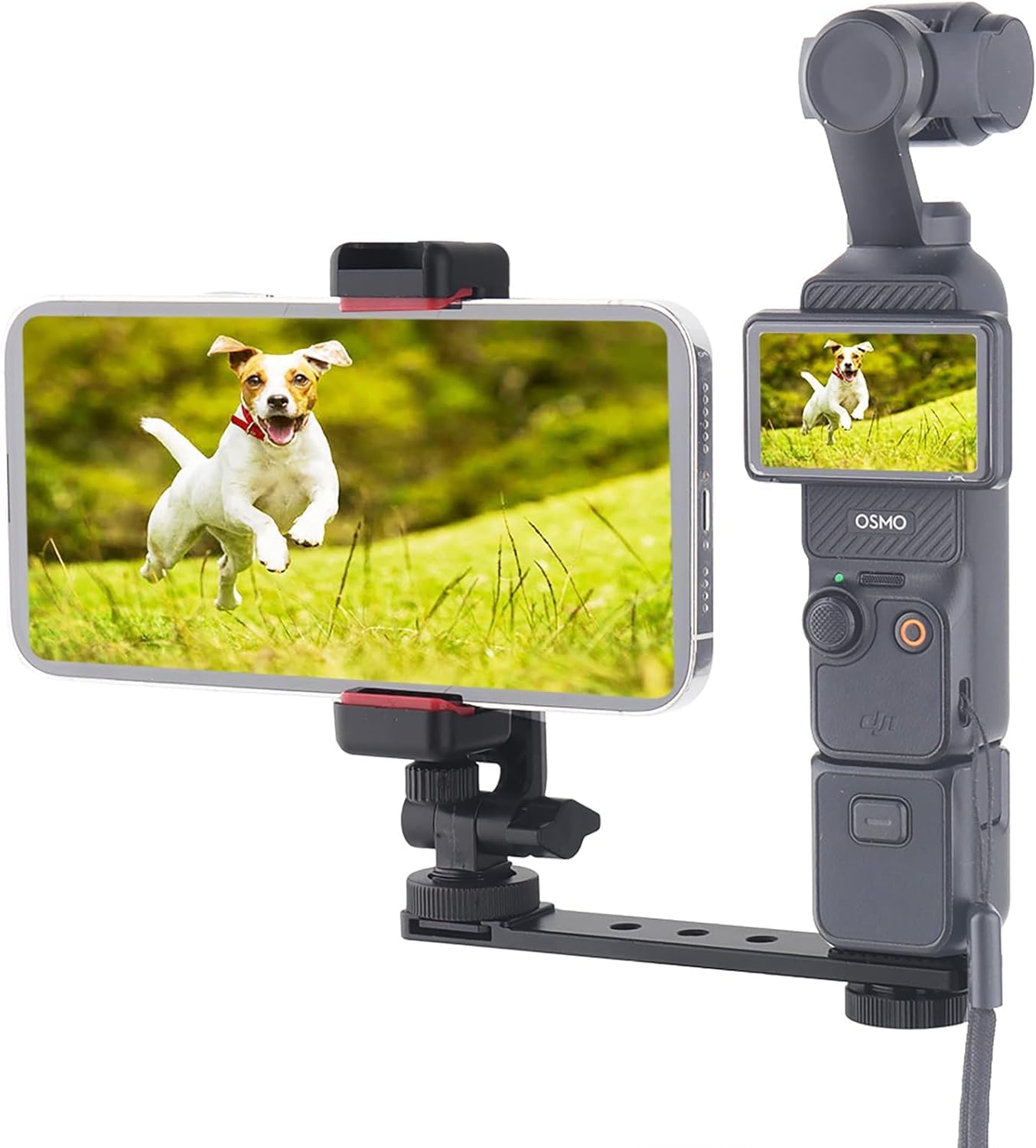 Adjustable Phone Holder Mount Compatible with DJI Osmo Pocket 3, Expansion Bracket Adapter with 1/4" Thread, Horizontal & Vertical Rotation