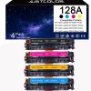 JUSTCOLOR Compatible Toner Cartridge Replacement for HP 128A CE320A CE321A CE322A CE323A for HP Color Laserjet CP1525n CP1525nw CM1415fn CM1415fnw (1 Black, 1 Cyan, 1 Magenta, 1 Yellow, 4 Pack)