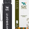 S2C -1L Motivational Water Bottle for Gym & School - Leakproof, BPA-Free, with Time Markers - Perfect for Men, Women, and Kids - Hydration Tracker, Inspirational Quotes, Durable Design (GREY)