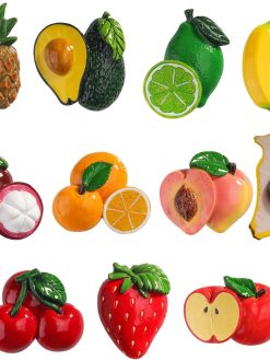 Azonee 3D Fruit Fridge Magnets, Resin Fruit Refrigerator Magnets, for Fridge, Whiteboards, Maps, 10pcs/set
