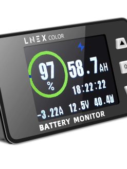 500 A Shunt Battery Monitor, 2.4" Colour Screen RV Battery Monitor with 3.0 m Shielded Wire, High Low Voltage Programmable Alarm for 8-100 V Lifepo4, Lithium Off, Gel, Flooded Battery