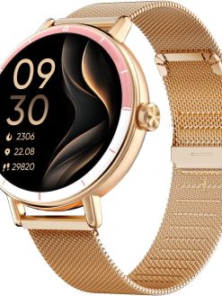 TOOBUR Smart Watch for Women with Two Bands, Fitness Tracker Watch, Heart Rate Monitor, Step Counter, Android & iOS Phones Compatible, Answer/Make Calls, HD Touchscreen, IP68 Waterproof, Rose Gold